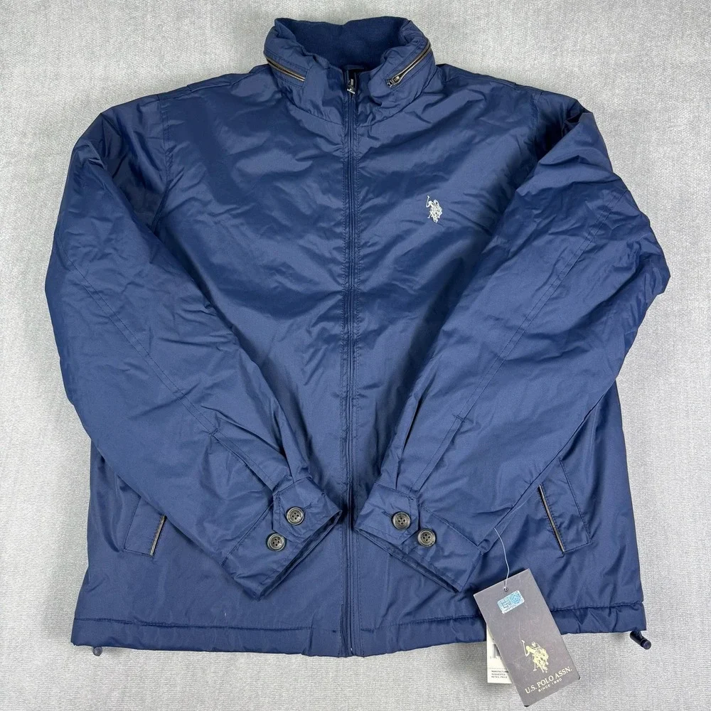 U.S. Polo Assn. Full Zip Fleece Lined Jacket Mens Large Navy Blue 105547Q8